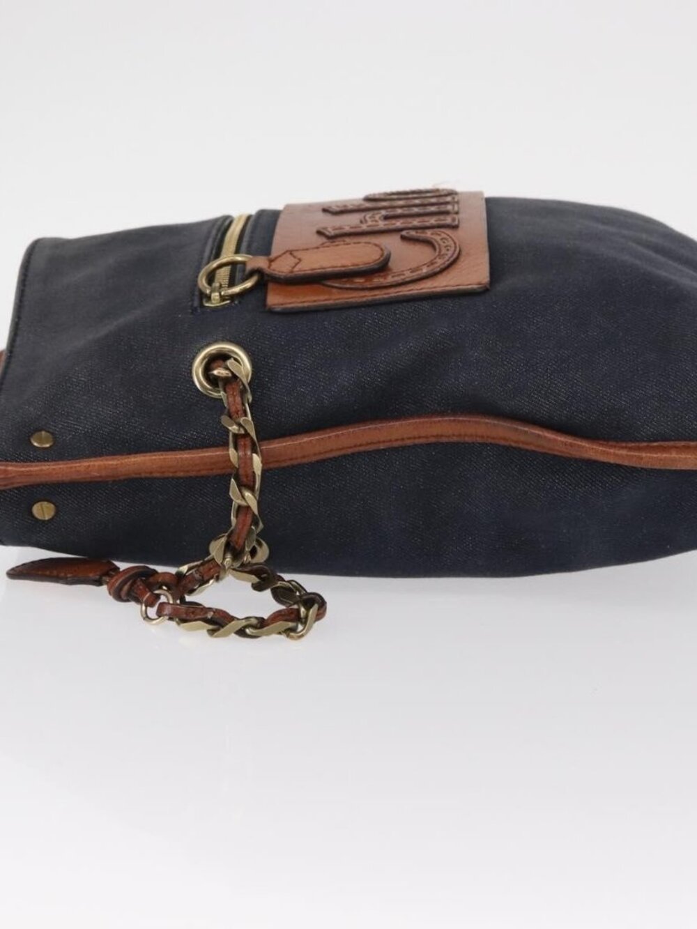 Authentic Chloe Shoulder Bag Denim Blue Gold - Picture 12 of 16